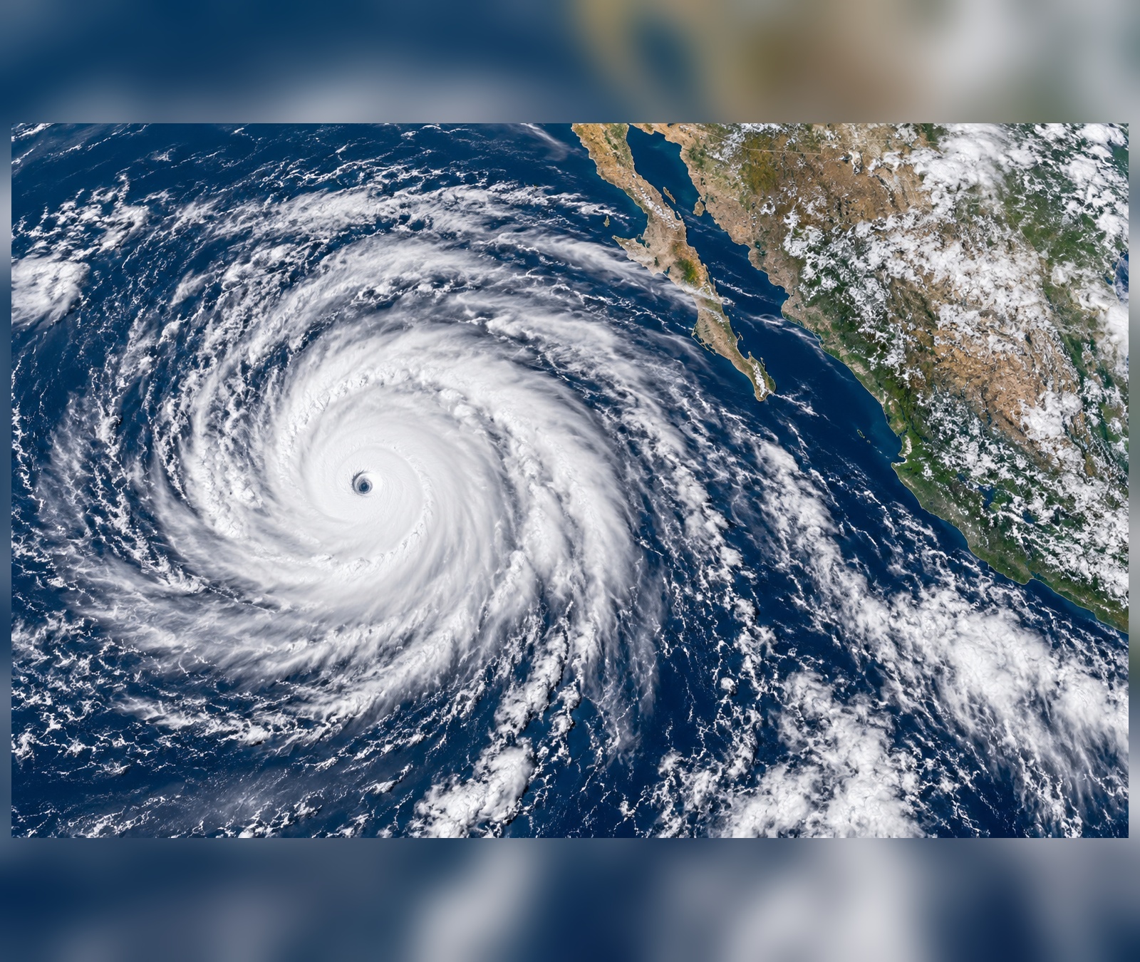 Satellite-style view of a powerful tropical cyclone over the Pacific, used as an illustrative image for simultaneous tropical systems.